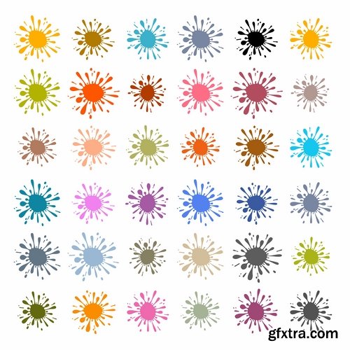 Collection of vector image silhouette blot spatter spilled a drop of paint 25 Eps