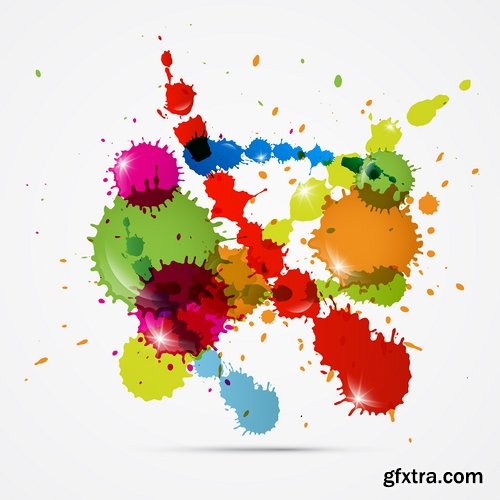 Collection of vector image silhouette blot spatter spilled a drop of paint 25 Eps