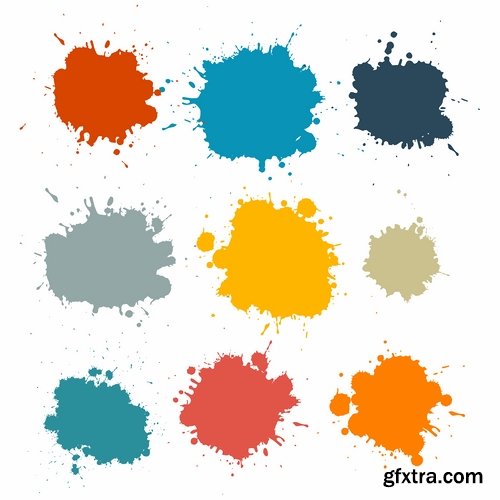 Collection of vector image silhouette blot spatter spilled a drop of paint 25 Eps