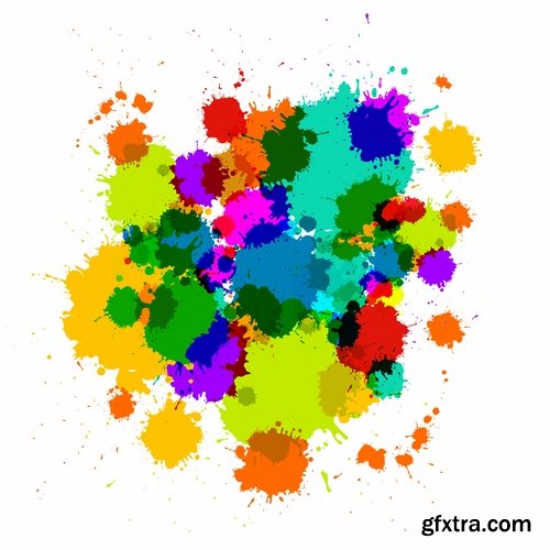 Collection of vector image silhouette blot spatter spilled a drop of paint 25 Eps