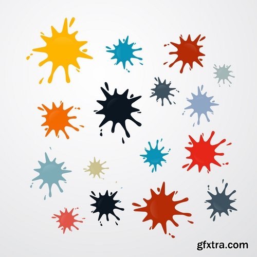 Collection of vector image silhouette blot spatter spilled a drop of paint 25 Eps