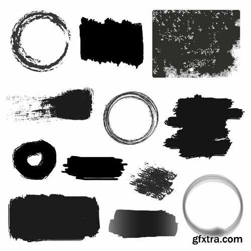 Collection of vector image silhouette blot spatter spilled a drop of paint 25 Eps