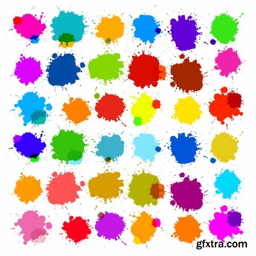 Collection of vector image silhouette blot spatter spilled a drop of paint 25 Eps