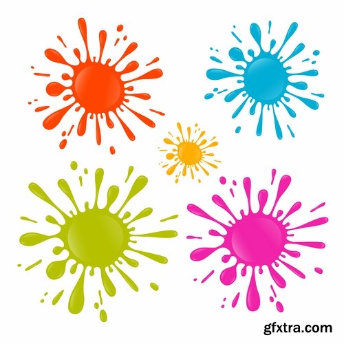 Collection of vector image silhouette blot spatter spilled a drop of paint 25 Eps