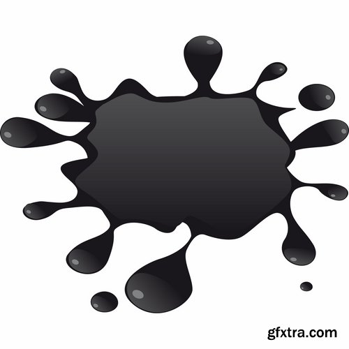 Collection of vector image silhouette blot spatter spilled a drop of paint 25 Eps