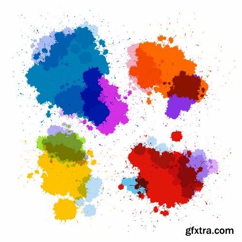 Collection of vector image silhouette blot spatter spilled a drop of paint 25 Eps