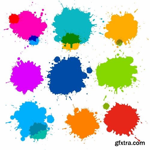 Collection of vector image silhouette blot spatter spilled a drop of paint 25 Eps