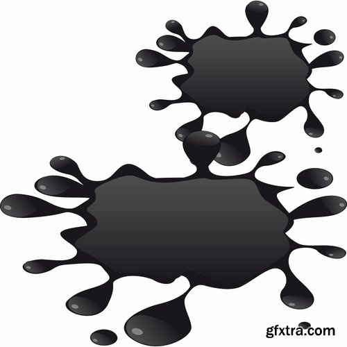 Collection of vector image silhouette blot spatter spilled a drop of paint 25 Eps