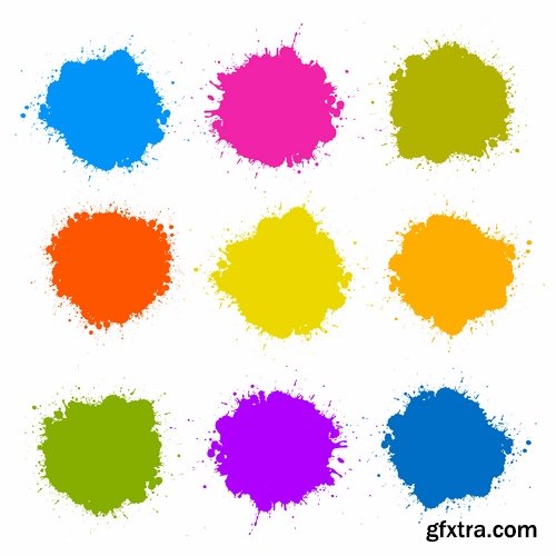 Collection of vector image silhouette blot spatter spilled a drop of paint 25 Eps