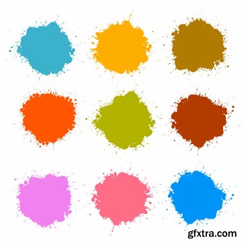 Collection of vector image silhouette blot spatter spilled a drop of paint 25 Eps