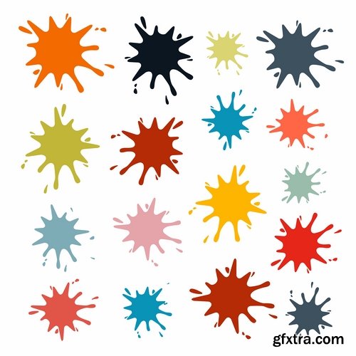 Collection of vector image silhouette blot spatter spilled a drop of paint 25 Eps