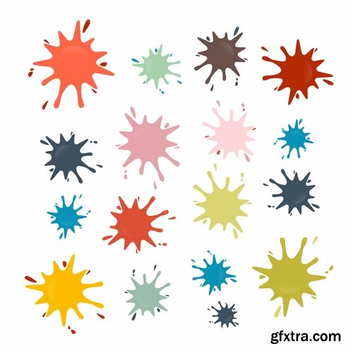 Collection of vector image silhouette blot spatter spilled a drop of paint 25 Eps