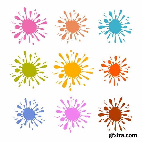 Collection of vector image silhouette blot spatter spilled a drop of paint 25 Eps