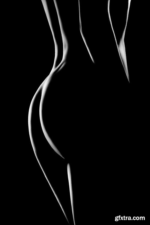 Black and white photo of a female body