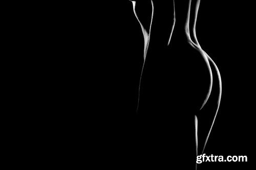 Black and white photo of a female body