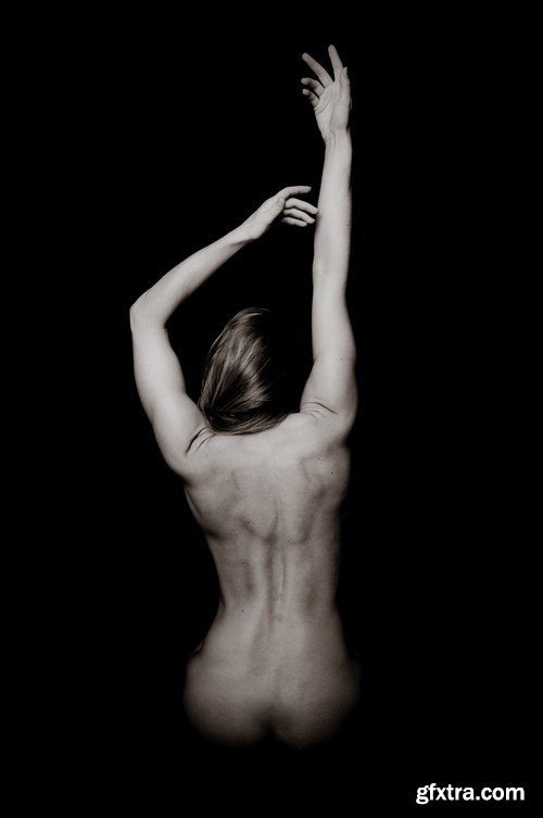 Black and white photo of a female body