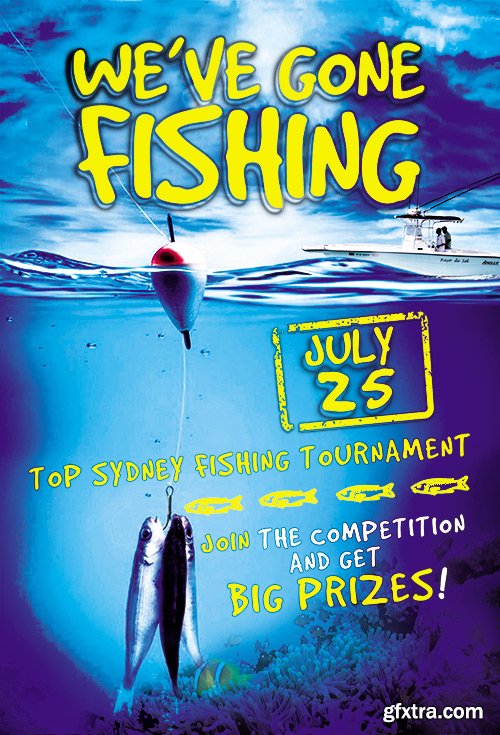 Fishing Contest Flyer PSD Template + Facebook Cover