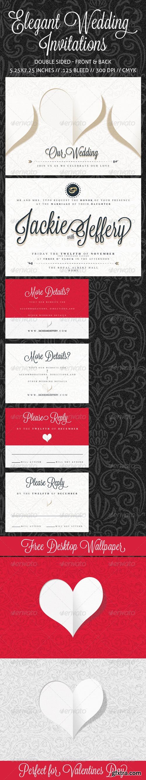 GraphicRiver - Elegant Wedding Invitation, RSVP and Info Card