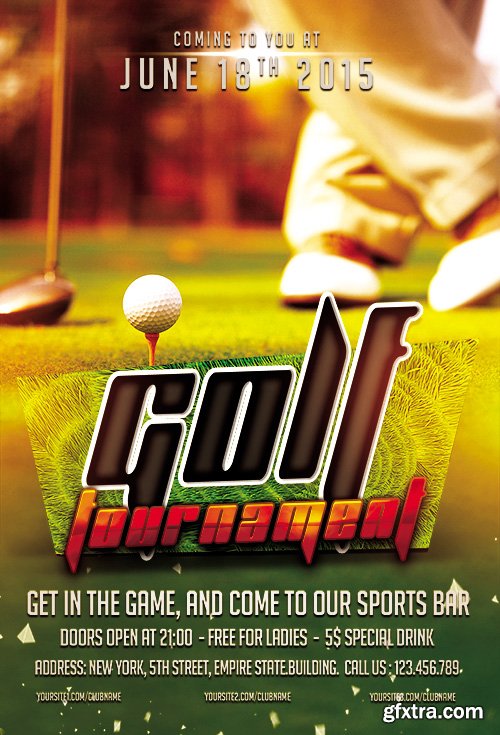 Golf Tournament Flyer PSD Template + Facebook Cover