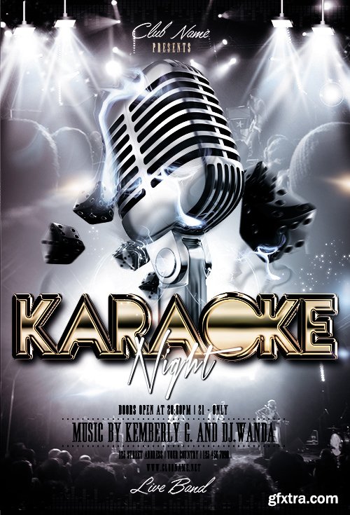 Karaoke Night Flyer PSD Template + Facebook Cover