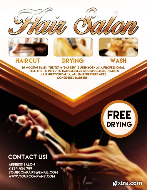 Hair Salon Design V02 Flyer PSD Template + Facebook Cover