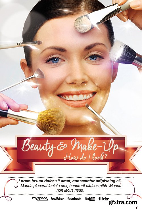 Beauty Make-Up Flyer PSD Template + Facebook Cover