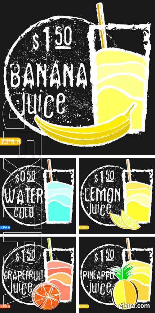 Stock Vectors - Fresh juice. Vector collection drinks menu