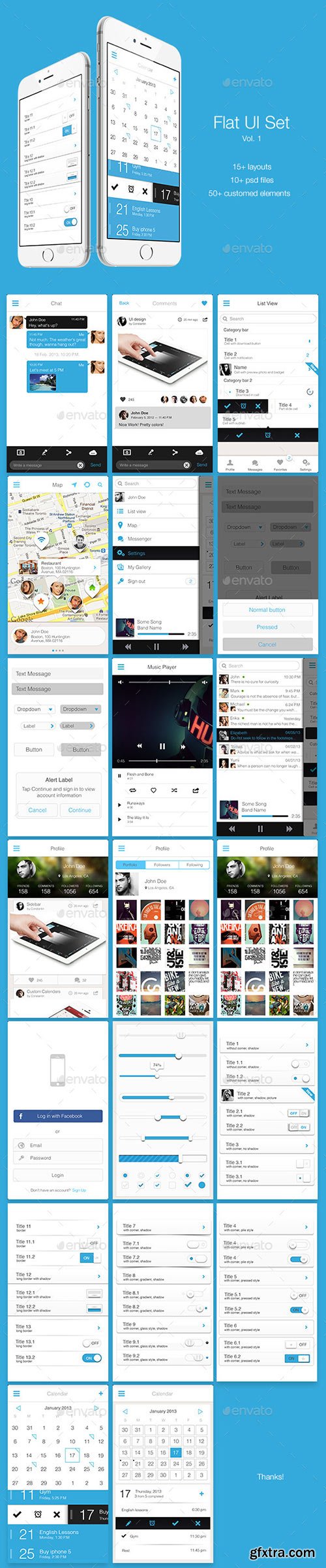 GraphicRiver - Flat UI Set Vol. 1 5042952