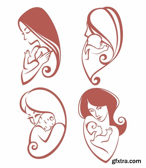 Emblem of mother and her baby - 10 EPS