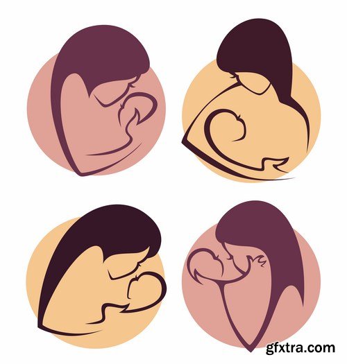 Emblem of mother and her baby - 10 EPS