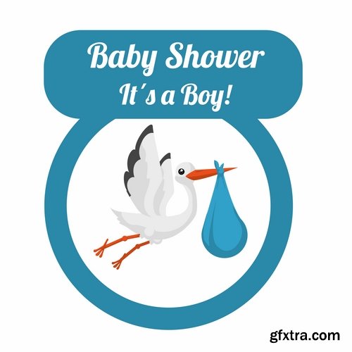 Collection of vector picture stork brings the baby flying bird 25 Eps