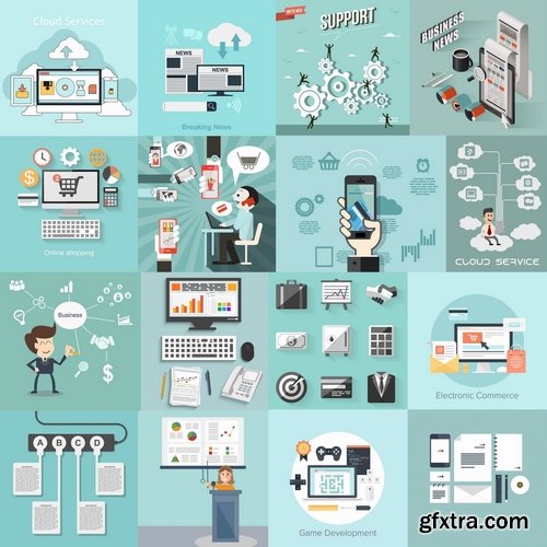 Collection of vector infographics concept picture business icon workplace 25 Eps