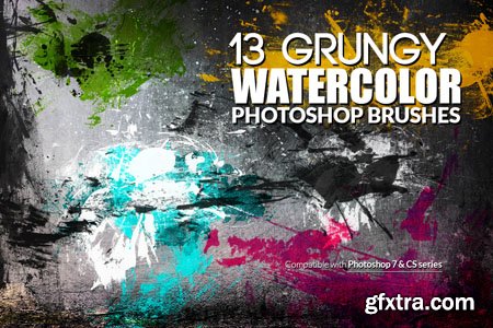 13 Grungy Watercolor & Painting Photoshop Brushes