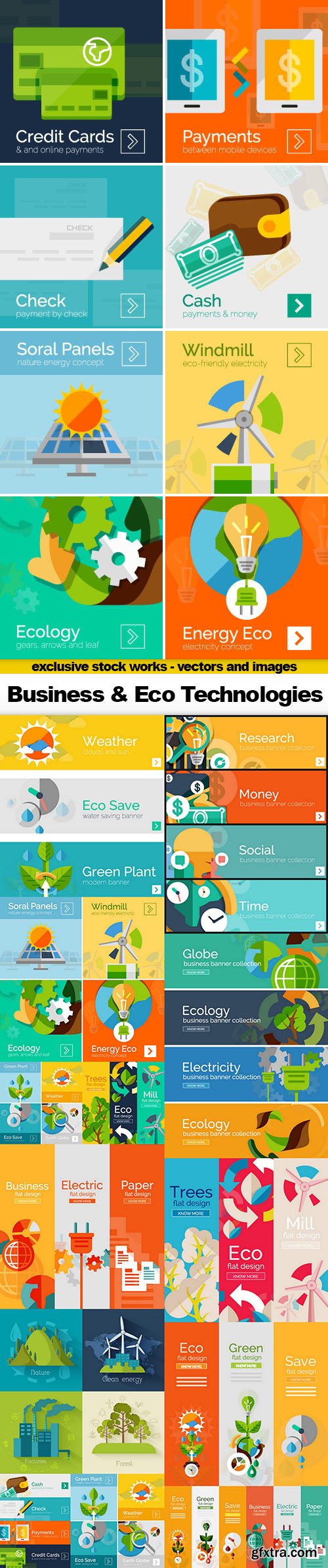 Business & Eco Technologies - Flat Vector Design 4, x EPS