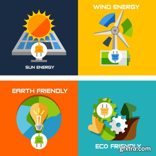 Business & Eco Technologies - Flat Vector Design 4, x EPS