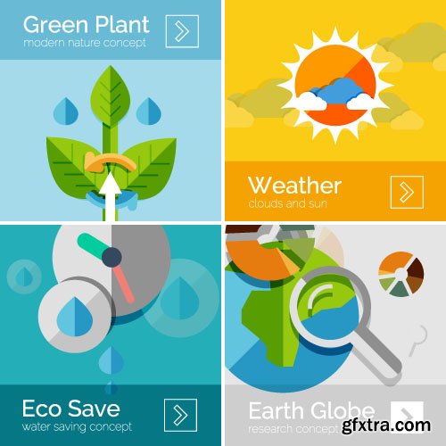 Business & Eco Technologies - Flat Vector Design 4, x EPS