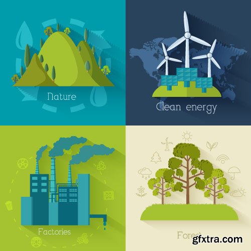 Business & Eco Technologies - Flat Vector Design 4, x EPS