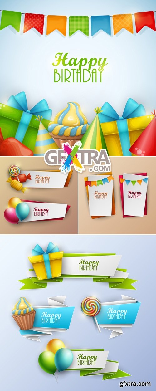 Happy Birthday Cards Vector