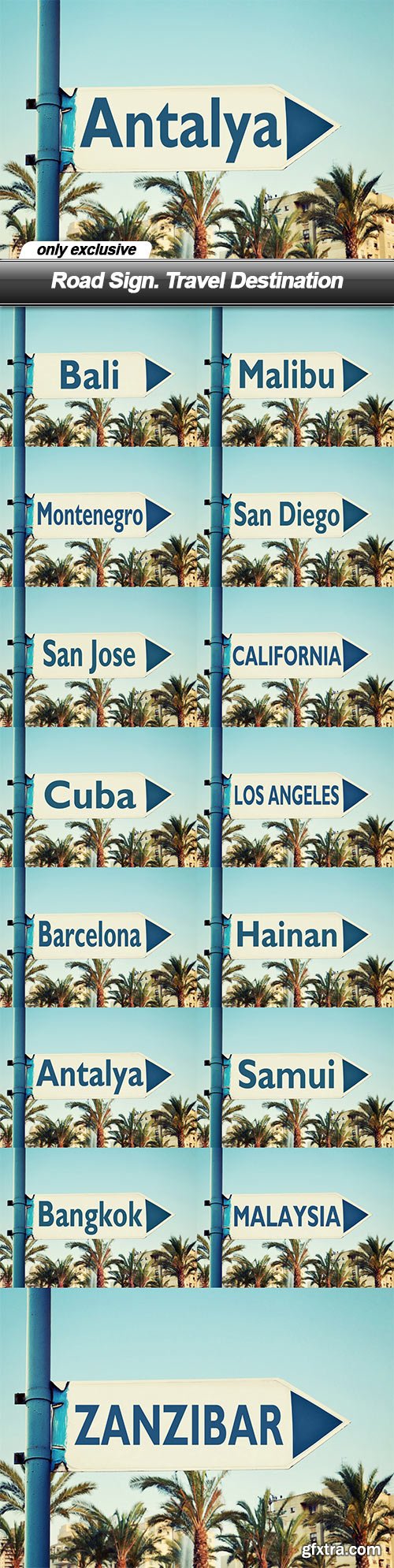 Road Sign. Travel Destination - 15 UHQ JPEG