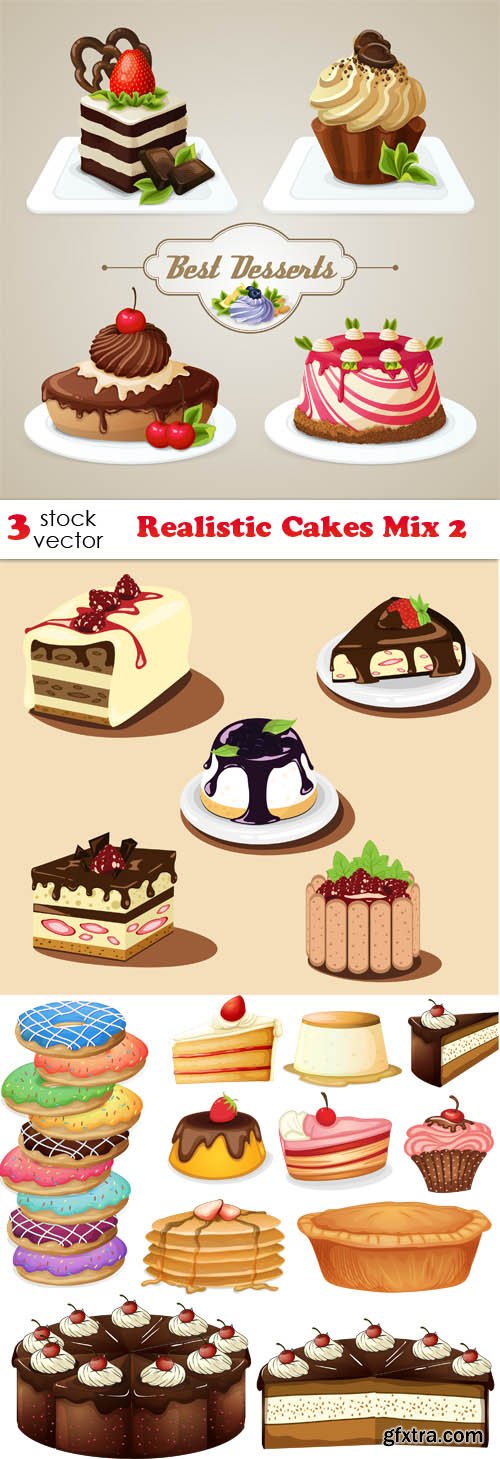 Vectors - Realistic Cakes Mix 2