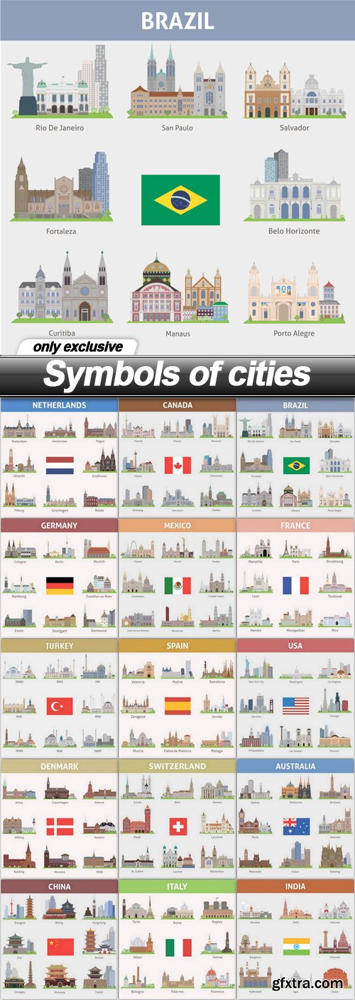 Symbols of cities - 15 EPS