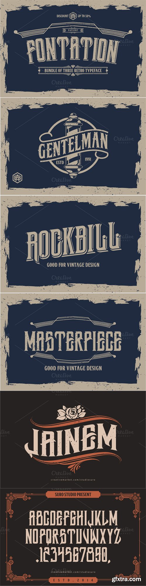 CM FONTATION-Bundle of 3 Retro Typeface 299044