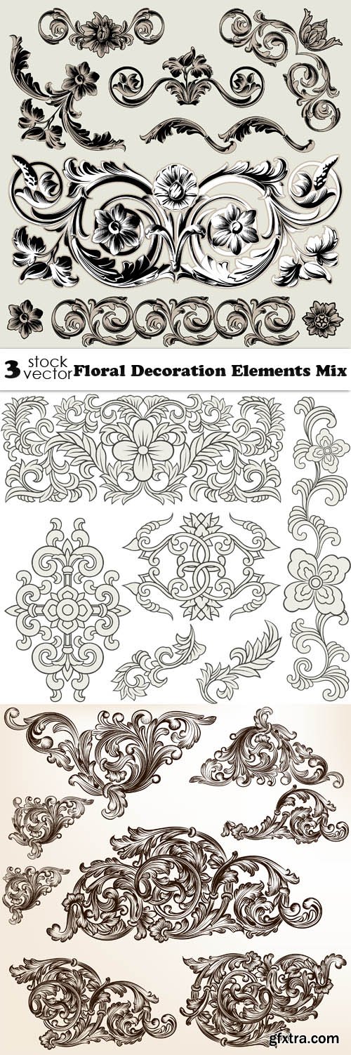 Vectors - Floral Decoration Elements Mix