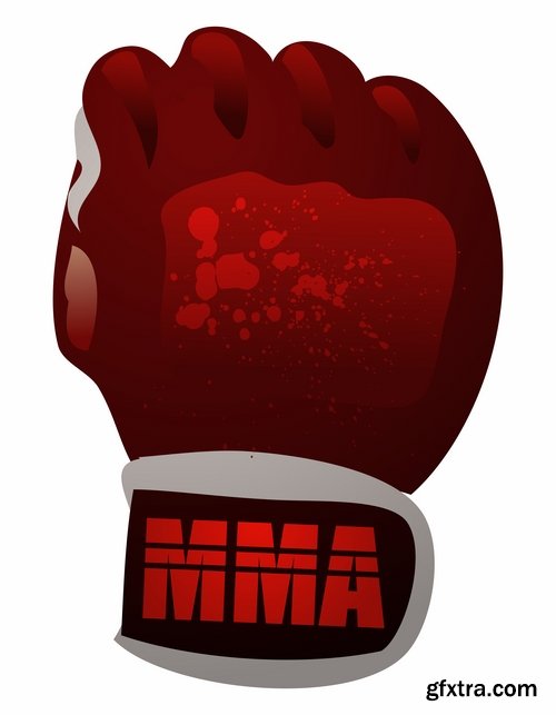 Vector image Collection of fight without rules octagon cage fighter sticker MMA 25 Eps