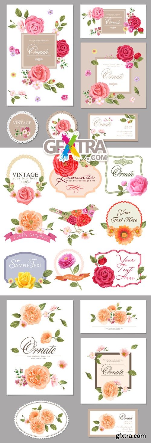 Ornate Floral Cards Vector