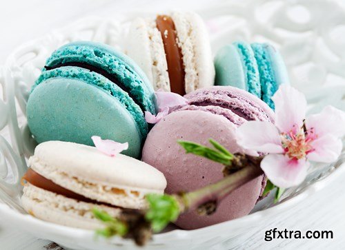 French Macaroons in Pink, Turquoise and White - 4x UHQ JPEG