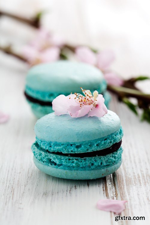 French Macaroons in Pink, Turquoise and White - 4x UHQ JPEG