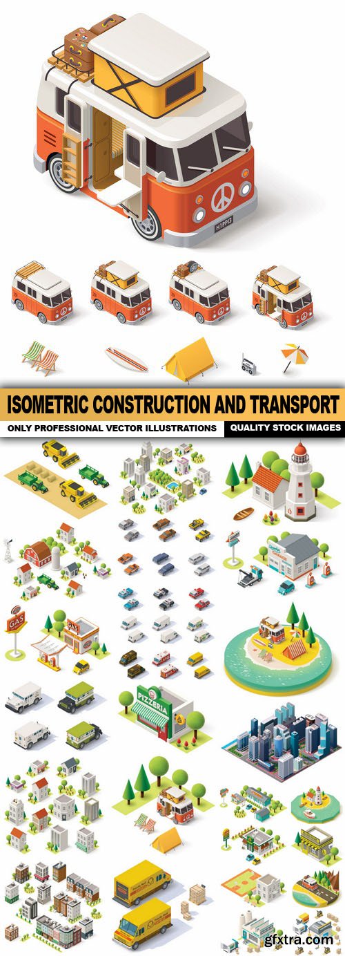 Isometric Construction And Transport - 25 Vector