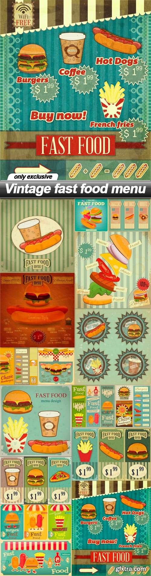 Vintage fast food menu - 15 EPS