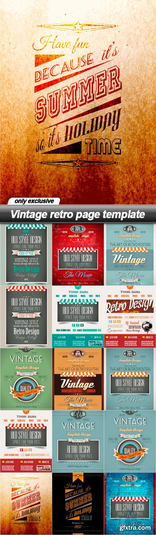 Vintage retro page template - 15 EPS